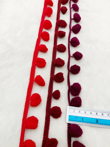 9 yards x Wholesale Red Pom Pom Fringe Trim, Pompom Trimming, Tassels